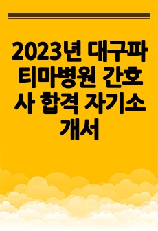 2023년 대구파티마병원 간호사 합격 자기소개서