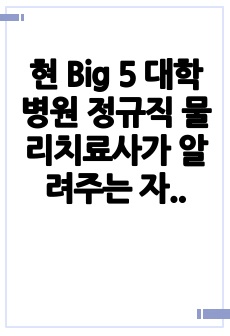 현 Big 5 대학병원 정규직 물리치료사가 알려주는 자소서 모음 (서울아산병원, 삼성서울병원 등)