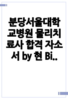 분당서울대학교병원 물리치료사 합격 자소서 by 현 Big 5 대학병원 정규직 물리치료사