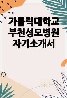 가톨릭대학교 부천성모병원 자기소개서