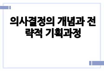 의사결정의 개념과 전략적 기획과정