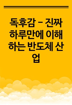 독후감 - 진짜 하루만에 이해하는 반도체산업