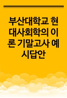 부산대학교 현대사회학의 이론 기말고사 예시답안