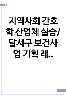 지역사회 간호학 산업체 실습/ 달서구 보건사업 기획 레포트/고혈압 사업 레포트