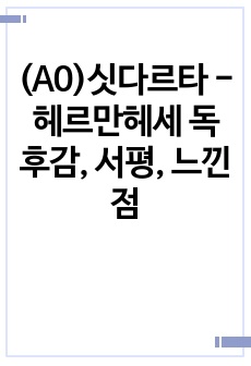 (A0)싯다르타 - 헤르만헤세 독후감, 서평, 느낀점