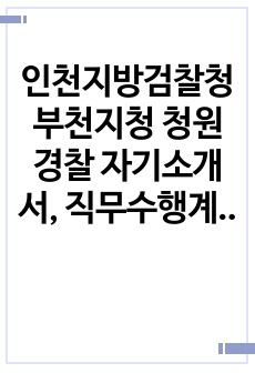 인천지방검찰청 부천지청 청원경찰 자기소개서, 직무수행계획서