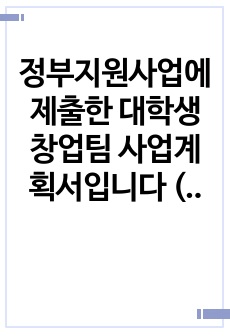 정부지원사업에 제출한 대학생 창업팀 사업계획서입니다 (본 보고서로 예선 통과)