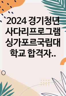 2024 경기청년사다리프로그램 싱가포르국립대학교 합격자기소개서(비우대)