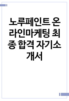 노루페인트 온라인마케팅 최종 합격 자기소개서