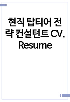 현직 탑티어 전략 컨설턴트 CV, Resume