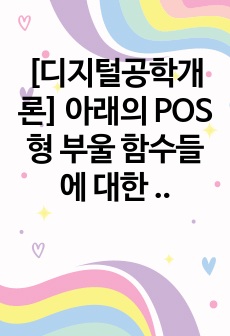 [디지털공학개론] 아래의 POS형 부울 함수들에 대한 카르노 맵을 작성하세요. 단, 맵에는 '0'으로 채워지는 셀들만 표시하세요.