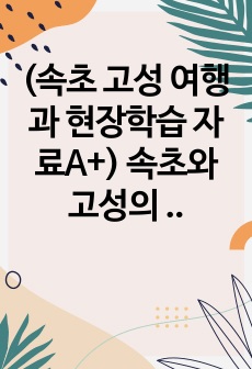 (속초 고성 여행과 현장학습 자료A+) 속초와 고성의 여행 준비 자료와 실제 여행 경험에 관한 글 - 가족 여행 먹거리와 볼거리 놀거리를 중심