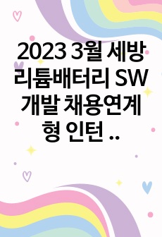 2023 3월 세방리튬배터리 SW개발 채용연계형 인턴 서류합 자기소개서