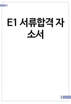 E1 서류합격 자소서