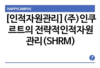 [인적자원관리](주)인쿠르트의 전략적인적자원관리(SHRM)